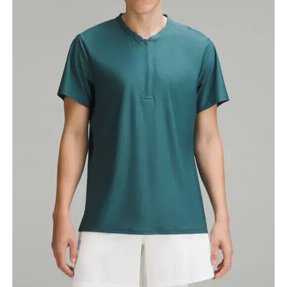 lululemon athletica Other - Lululemon Vented Tennis Short Sleeve Shirt Green Jasper 1/4 Quarter Zip Men's XL